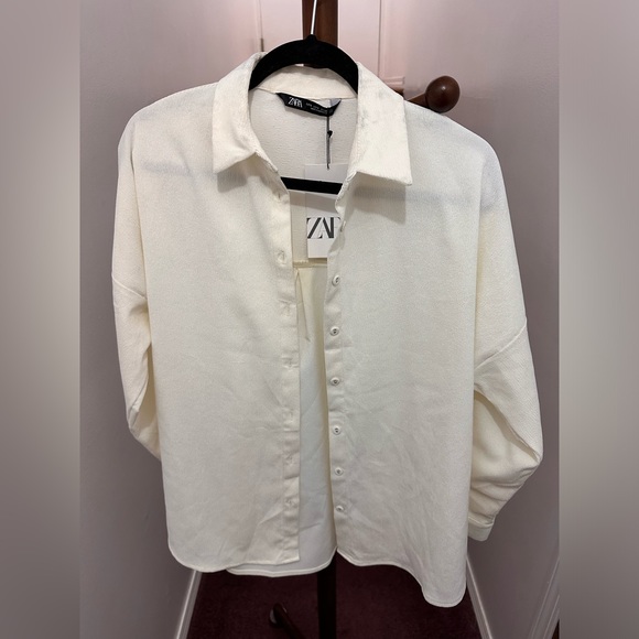 Zara Oversized Ribbed Overshirt with Pockets - Picture 1 of 4